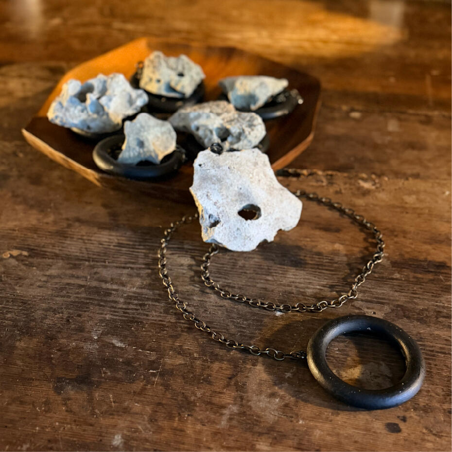 Handmade hagstone pendulum for dowsing and divination, Hagulum Hagstone Pendulum WMFrewolfe