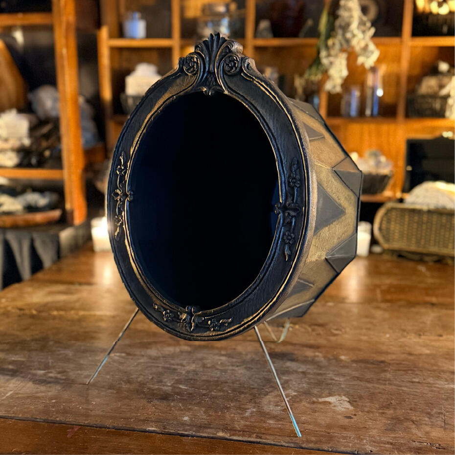 Handmade deep black scrying mirror box, Scrywells by WMFrewolfe